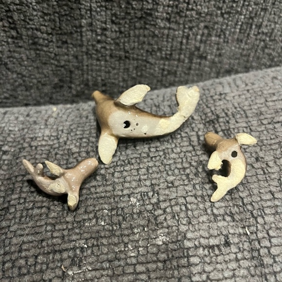 Vintage Antique Porcelain Ceramic Small Seal Mother Baby Set Animals - Picture 4 of 7